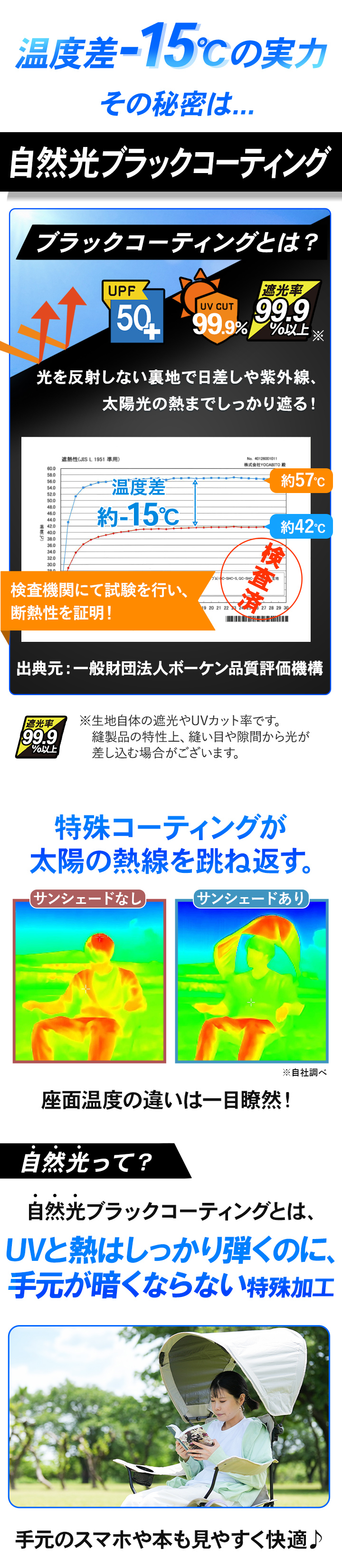 日よけ付きアウトドアチェア