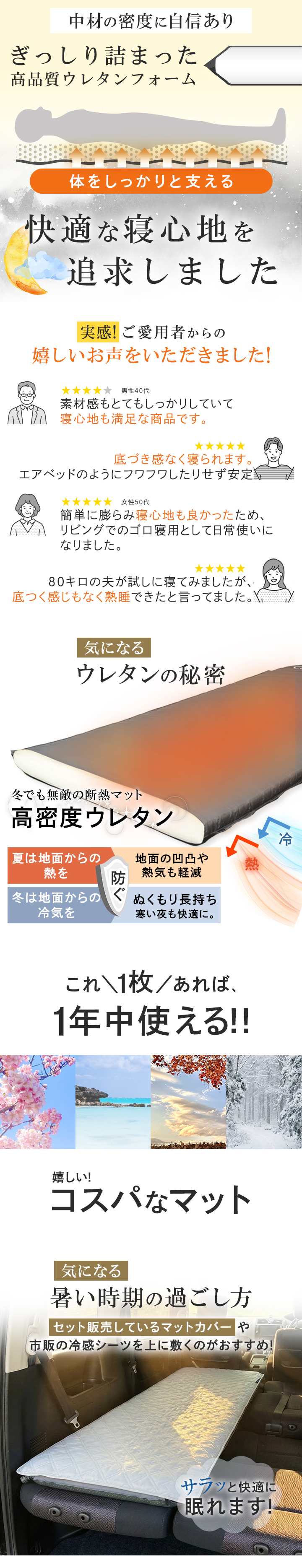 クイックキャンプ QUICKCAMP 車中泊マットシングル