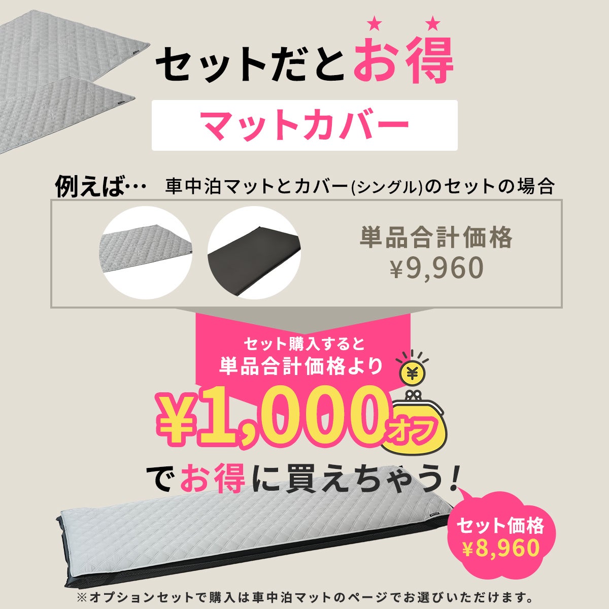 車中泊マット 8cm シングル ＆ マットカバー 2点セット | クイック